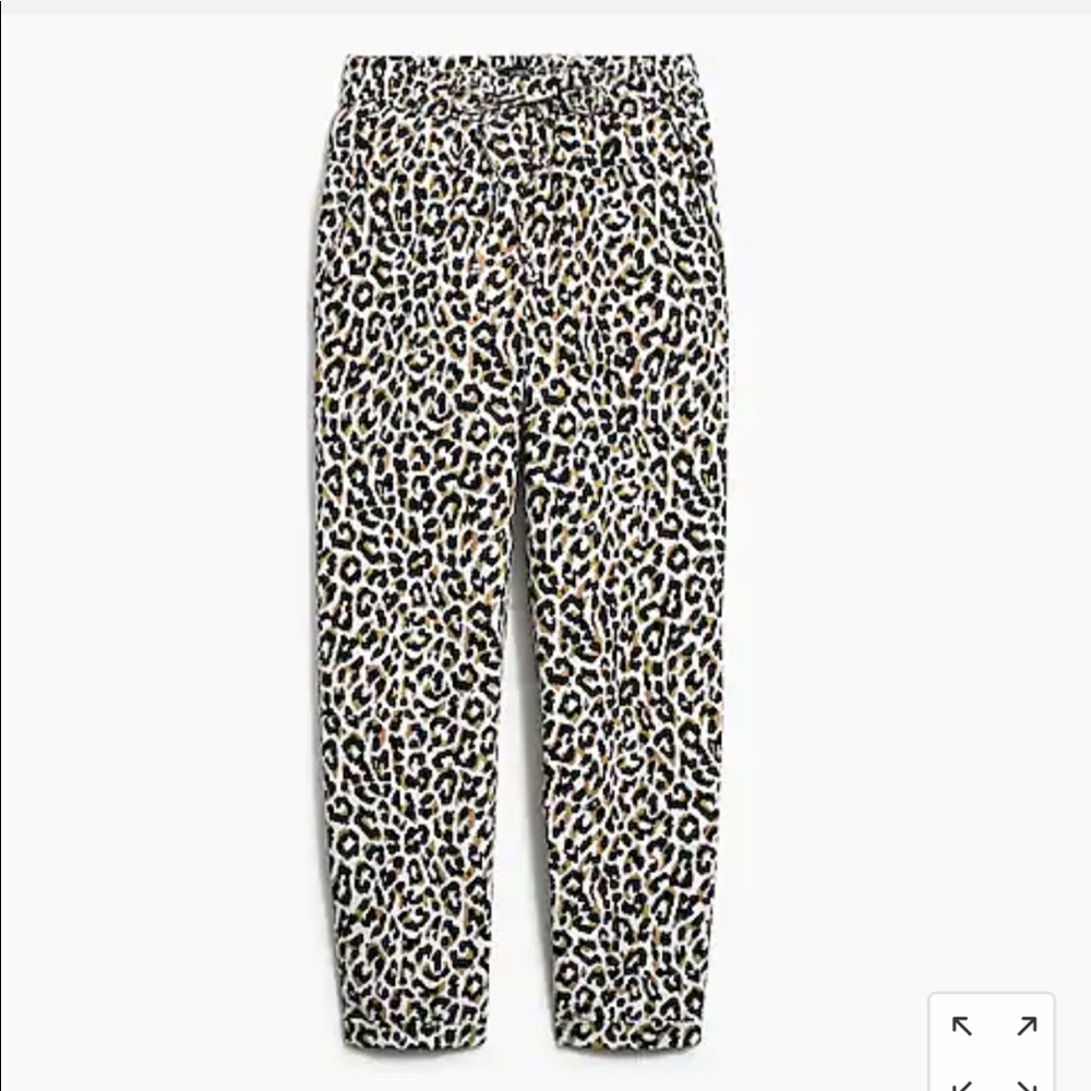 J CREW LEOPARD-PRINT LINEN-COTTON DRAWSTRING PANT